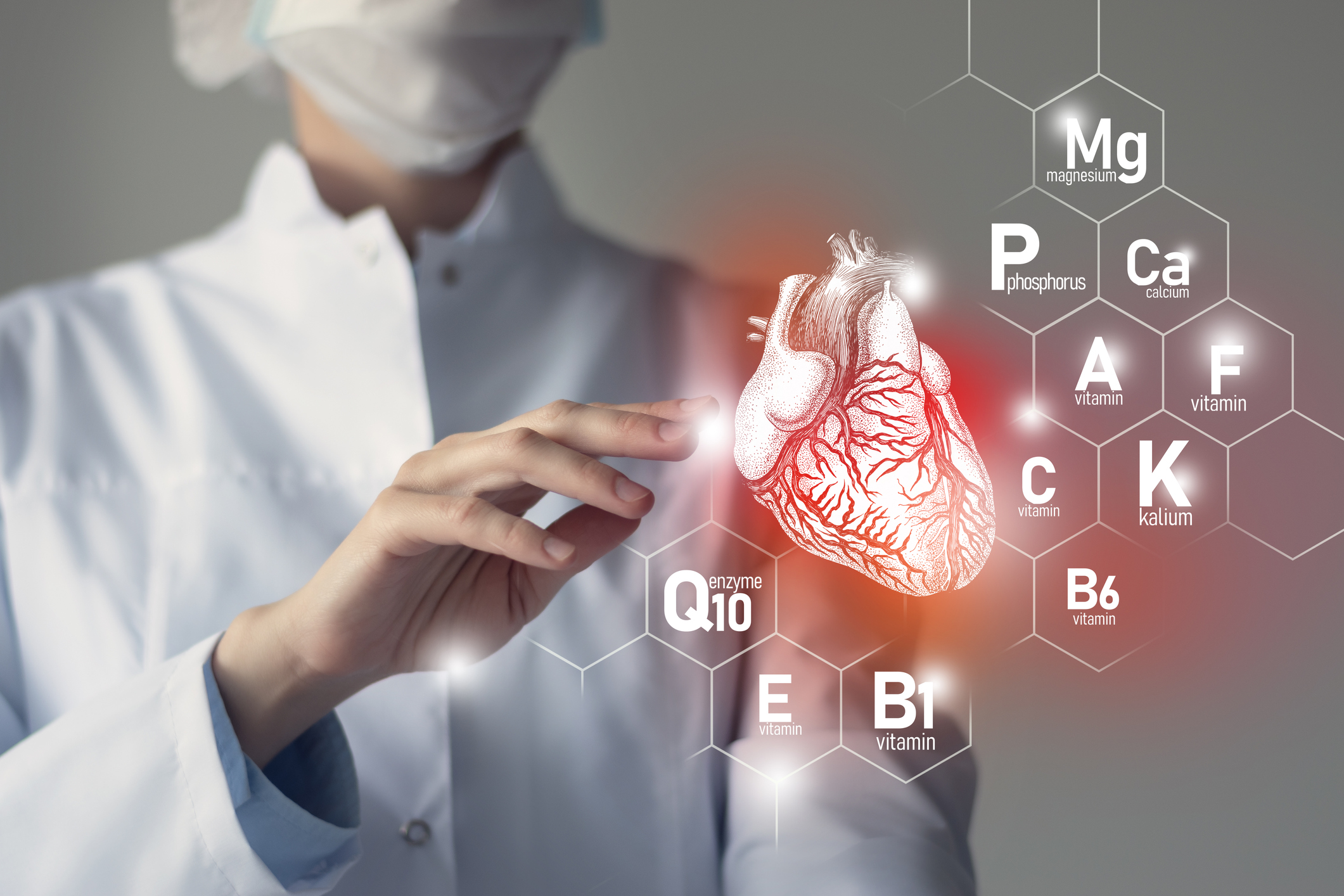 Fonte: Getty Images O modelo mostra o coração, as vitaminas e os minerais e também a coenzima Q10.